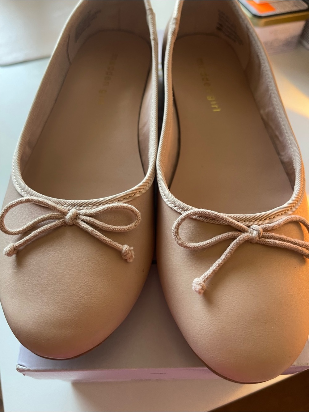 Madden Girl Nude Tie-Front Ballet Flats